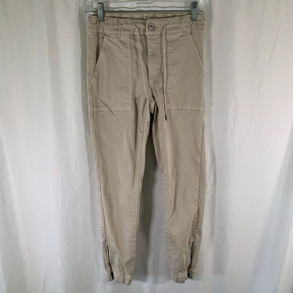 American Eagle Pants Womens 2 Beige Drawstring Next Level Stretch Cotton Blend - Picture 1 of 9